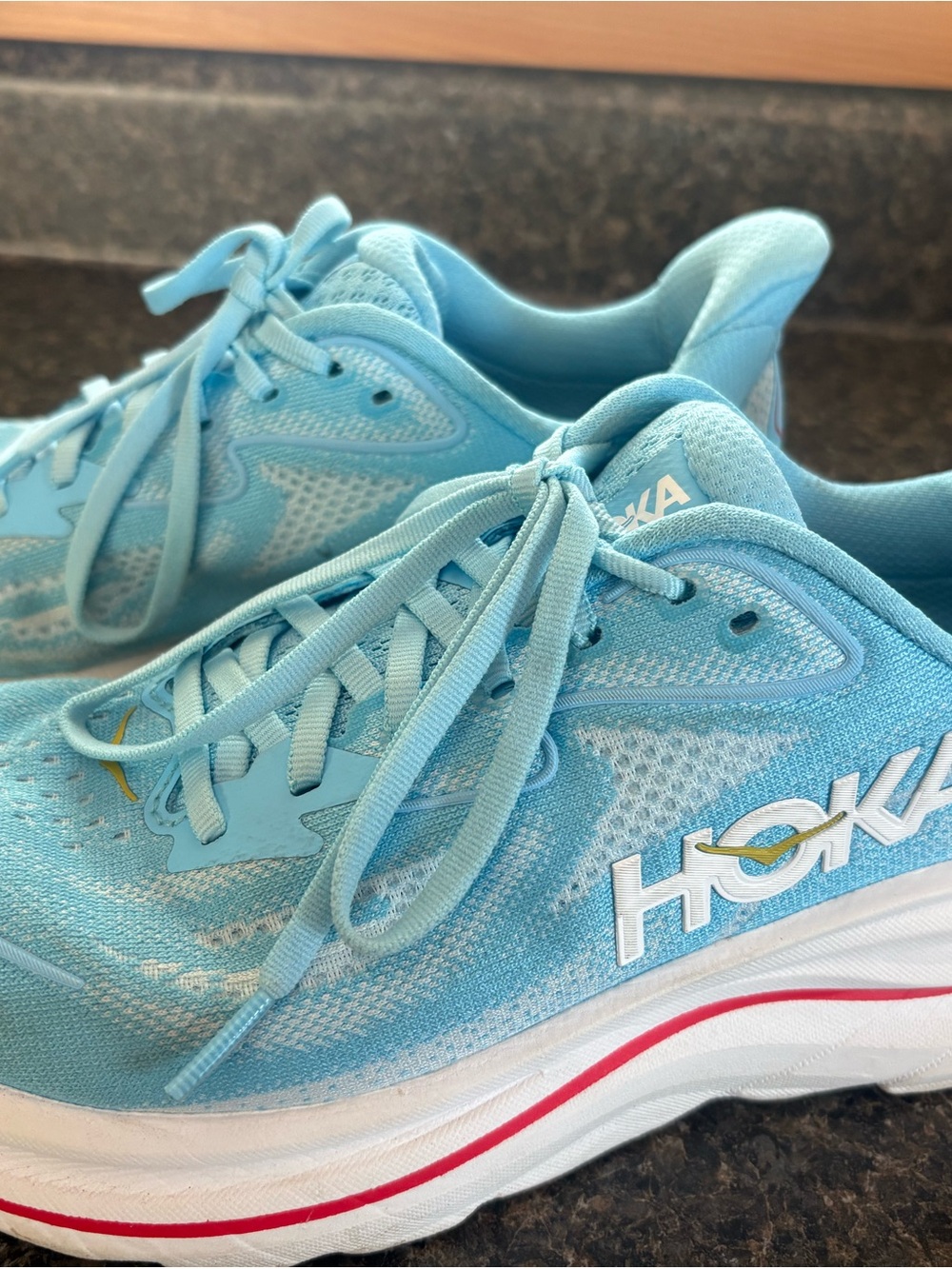 Hoka Women's Clifton 10 Light Blue Lace-Up Running Shoes